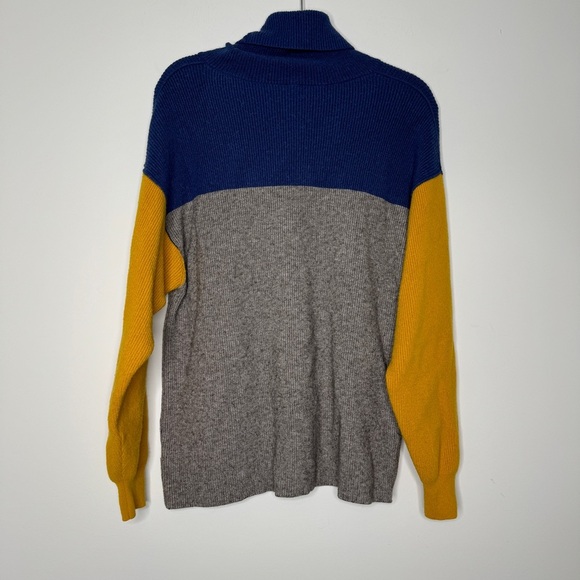Free People Ribbed Colorblock Turtleneck Sweater - Blue, Gray, and Yellow S - Picture 3 of 10